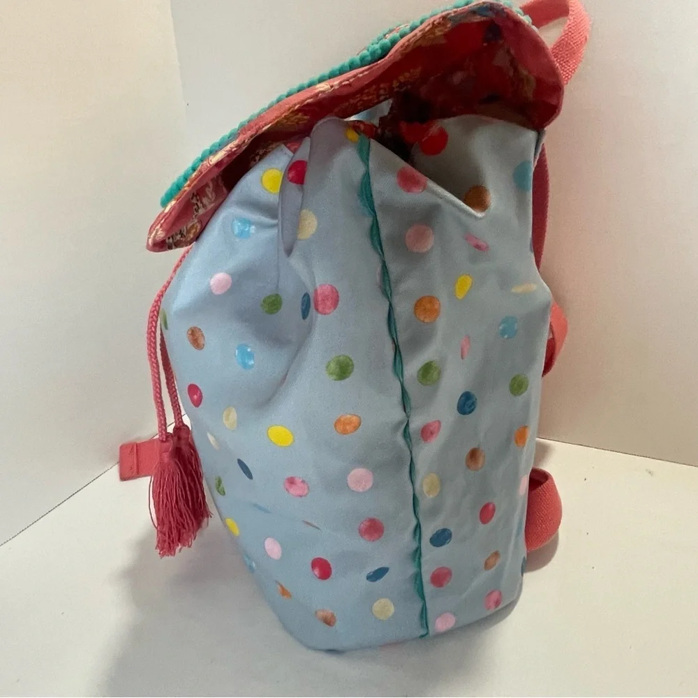 Matilda Jane Make a Splash Beach Backpack Blue Polka Dot Yellow Pink Floral